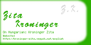 zita kroninger business card
